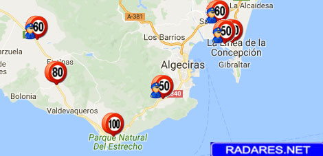 Mapa de radares en Cádiz